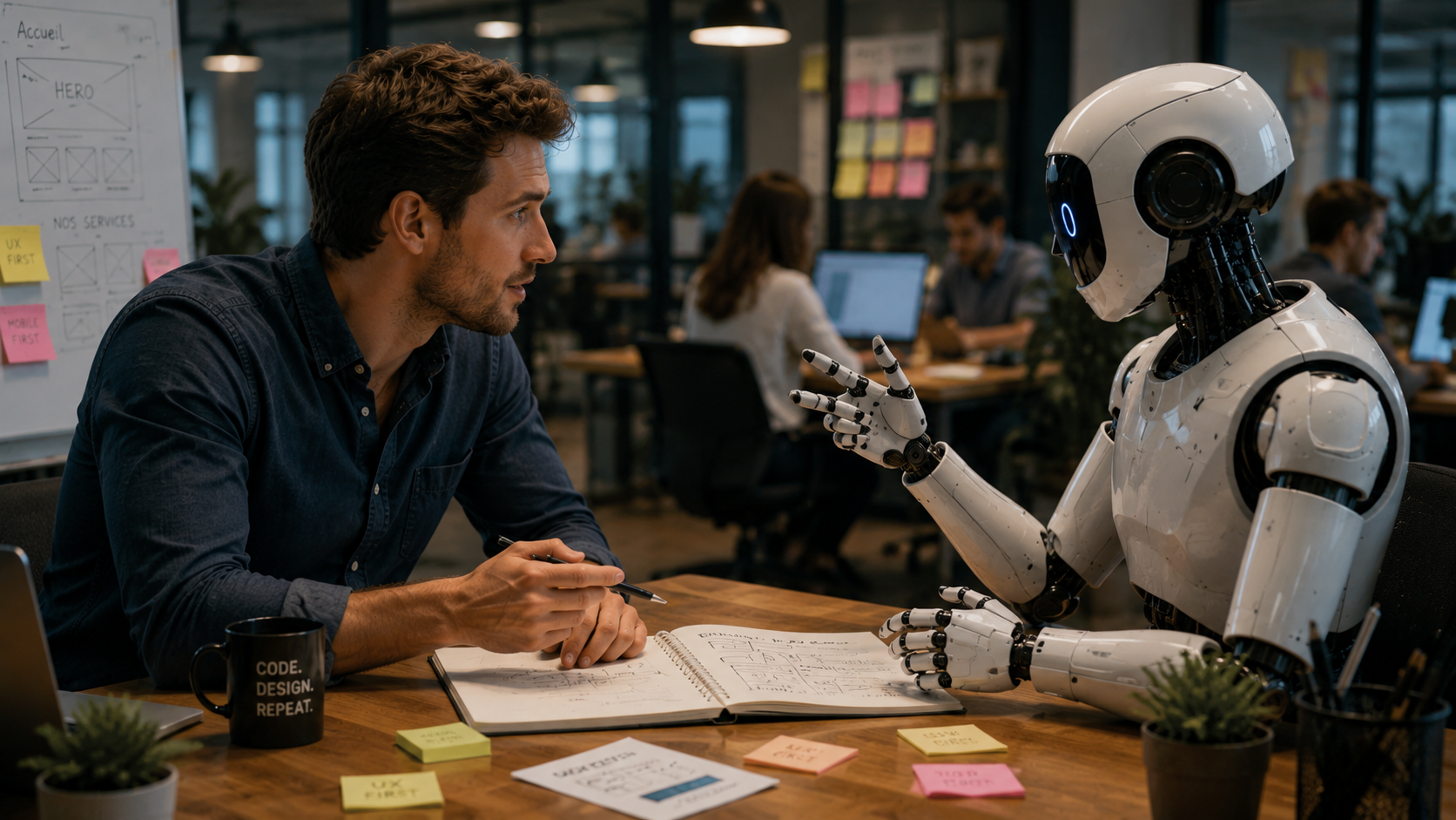 Une personne apprend à dialoguer avec une intelligence artificielle sur son écran